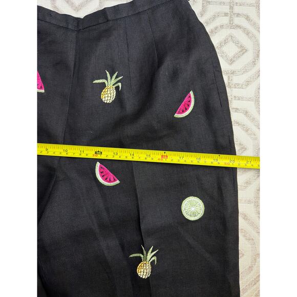 Talbots Womens 8 Petite Irish Linen Fruit Stitched Cropped Capri Pants - Picture 7 of 8